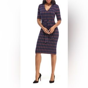Maggy London Metallic Plaid Sheath Dress